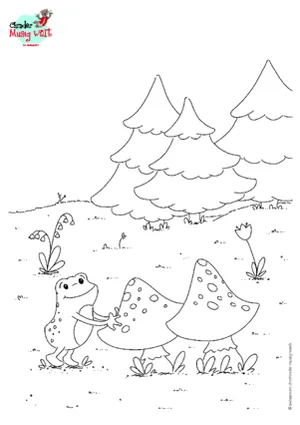 Frosch mit Pilzen