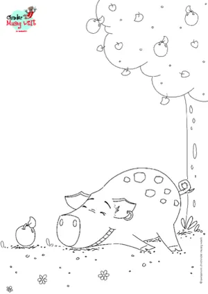 Schwein unter Apfelbaum