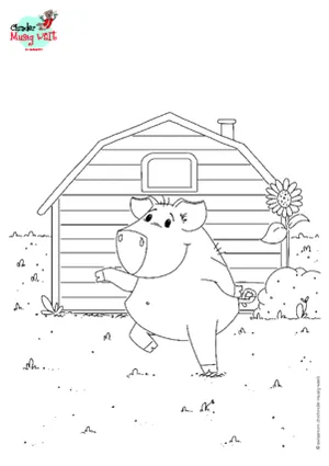 Schwein vor Hütte